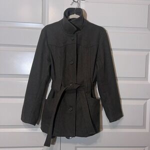 J. Crew Wool Blend Belted Coat in Dark Olive, Women's Size Large